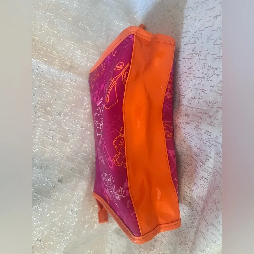 Lancome Pink and Orange Cosmetic Bag with Glossy Finish